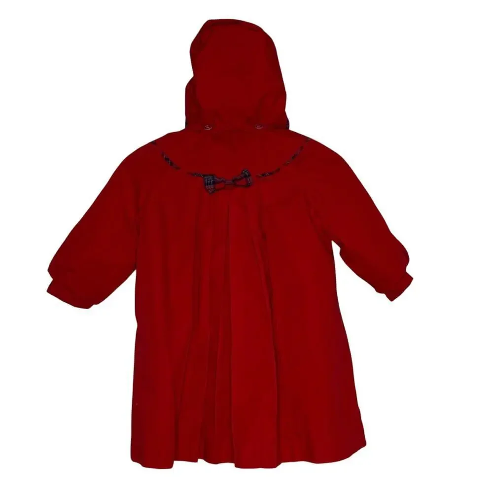 ROTHSCHILD Vintage Y2K Red Hooded Dress Coat Pleated Cape Lined Size 4